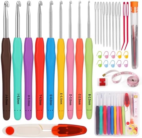 Mayboos 9 Sizes Crochet Hook Set 2.0mm~6.0mm 34 Pack Crochet Hooks
