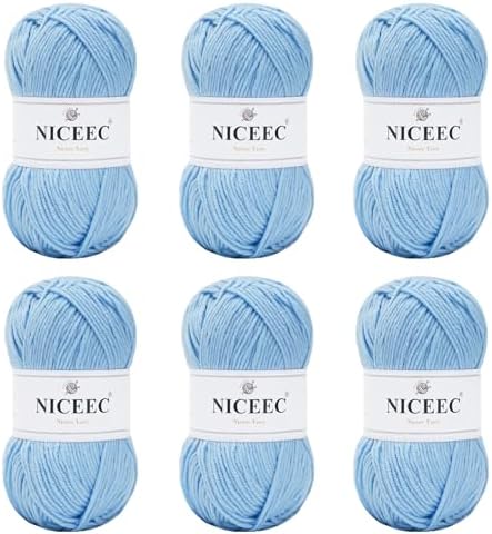 NICEEC 300g Soft Assorted Colors Yarn 100% Acrylic 870yds -Aqua