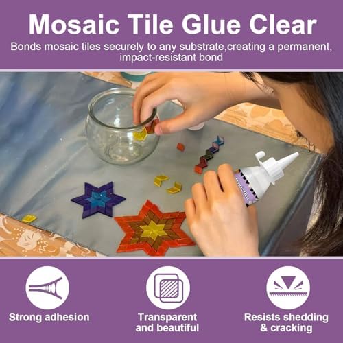 1DFAUL 100g Mosaic Tile Glue Clear, Mosaic Adhesive, Strong Bond, Fast Dry