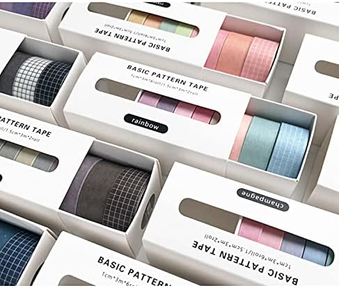 YUBBAEX 8 Rolls Basic Washi Tape Set Solid Color Grid Masking Decorative Tapes for Arts, DIY Crafts, Journals, Planners, Scrapbooking, Wrapping (Rising Sun)