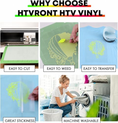HTVRONT Heat Transfer Vinyl Neon Orange HTV Rolls, 12" x 20ft