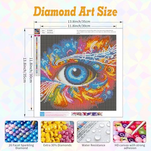 Kalonyth Eye Diamond Art Kits for Adults Beginners 14x14 in, DIY Craft Gift