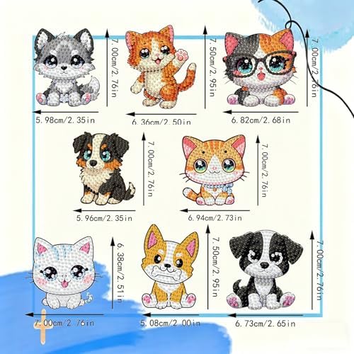 8 PCS Diamond Art Keychain Kits for Kids, DIY Diamond Painting Crafts, Beginner Art Kit, Arts & Crafts Gift for Ages 8–12