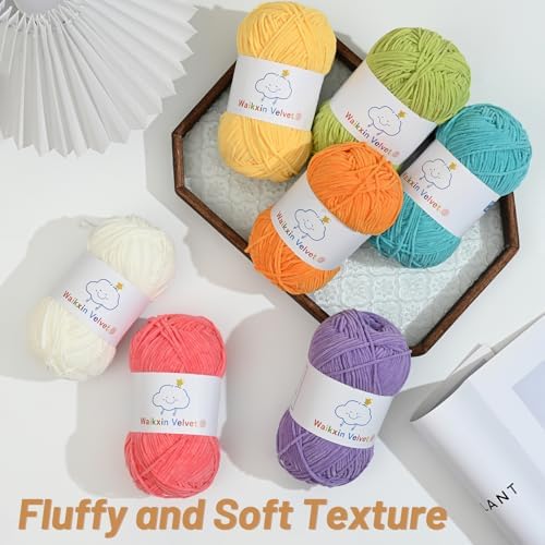 Fluffy Chenille Yarn for Crocheting，Baby Yarn for Crocheting Soft，50g/1.76oz Velvet Amigurumi Yarn ，Fingering Weight Yarns for Crocheting Baby Blankets、DIY Craft.(Aqua Green)