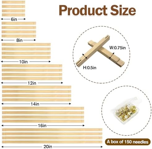 28 Pcs Needlepoint Stretcher Bars for Needlework, 7 Length Size Wood Canvas Frames Kits, Embroidery Oil Painting Posters Art Supplies (6/8/10/12/14/16/20inch)
