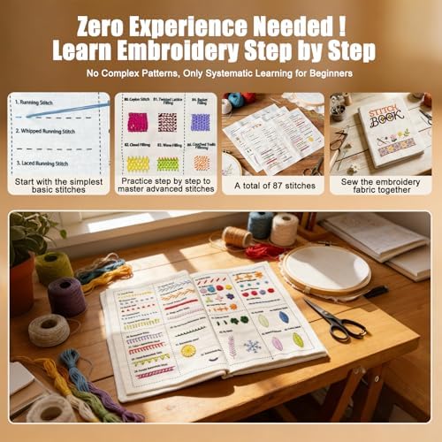 Embroidery Kit for Beginners Adults 87 Stitches Stitch Book