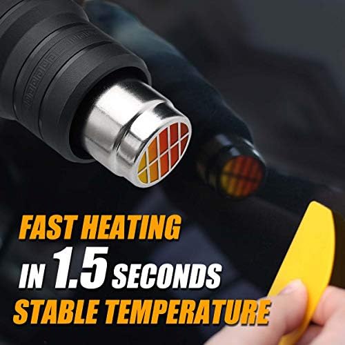 Heat Gun Kit 1500W with Variable Temperature 5 Nozzles, Adjustable Hot Air Gun 122℉-1022℉,Fast Heating for DIY Shrink PVC Tubing/Wrapping/Crafts, Stripping Paint(1500W Rear Cover Temp Adjust)