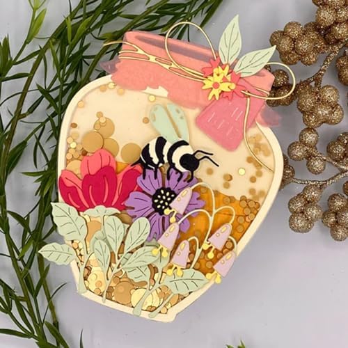 Honey Jar Metal Cutting Die for Scrapbooking, Die Cuts for Card Making, Metal Stencils Scrapbooking DIY Tool, Cut Stencils for DIY Scrapbook Photo Album Decor