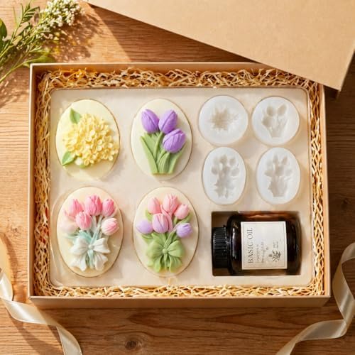 4PCS 3D Flower Bouquet Silicone Molds for Soap,Candle & Resin Crafts