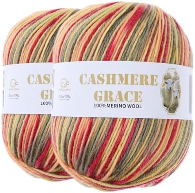 100% Pure Natural Merino Wool Yarn (4ply) - Each Ball 3.5 OZ/Approximately 320 Yards - Hand-Knitting/Crochet/Knitting - Soft and Non-irritating [2 Ball Set] (Mandala 02)