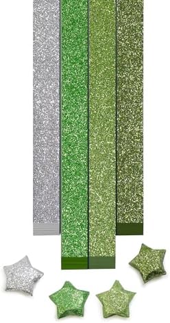FoDau770 Glitter Star Paper Strips - 360 Sheet, Green Series