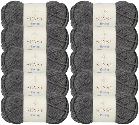 S Sensy Roving-Premium Acrylic&Wool Yarn 10 Pack Dark Gray Heather 131yds