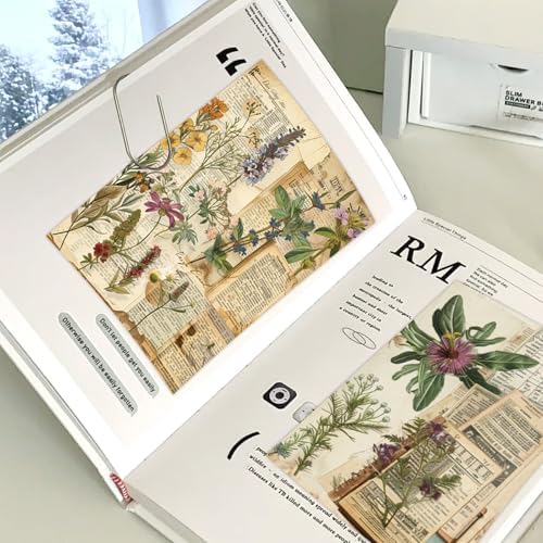 Bomichi 16 Sheets Scrapbook Paper, Vintage Decorative Scrapbook Supplies for Junk Journal Card Making Picture Art Collage DIY 4.1x5.8 inches, Plants theme