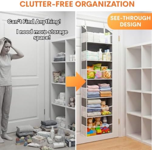 Ofiray-home 2 Pack Over Door Organizer with 6 Large Pockets