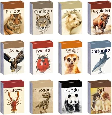 12 Sets 600 Sheets Washi Stickers Book for Journaling, Jungle Animal Sticker, Wild Zoo Sea Animal Aesthetic Scrapbook Dinosaur Sticker Set for Bullet Journal Card Craft Gift Rewards for Kid Notebook