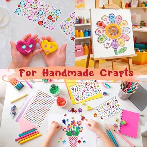 JAMIEWIN 3269pcs Gem Stickers, Self Adhesive Rhinestone Jewel Crafts
