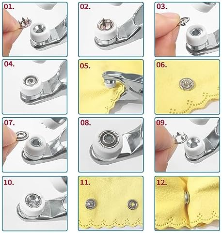 GTAAOY 9.5 mm Metal Snaps Buttons with Snap Pliers, 100 Set, Silver