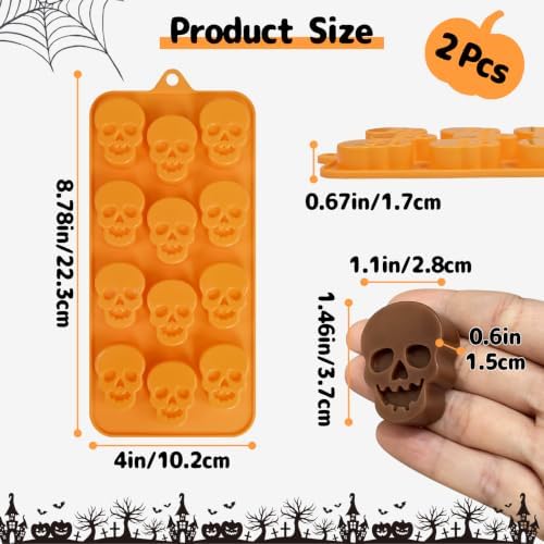 Skull Chocolate Candy Mold 24-Cavity, Halloween Skull Silicone Molds