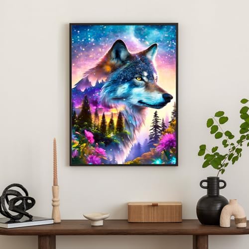 Okarina Diamond Art Kits for Adults & Beginners, Wolf Diamond Painting Kit
