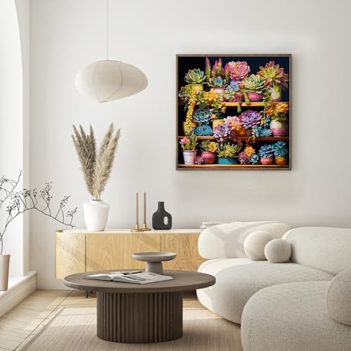 Possoco Paint by Numbers Kit for Adults Beginner Plants, Succulent Easy Adult Paint by Number Kits on Canvas, DIY Acrylic Watercolor Oil Paint by Number for Adults Teens for Home Decor 16x16 Inch