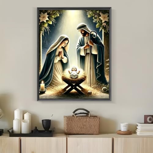LKHMVCA Nativity Diamond Art Kits for Adults, 5D Diamond Painting Kits for Adults Beginners, DIY Full Round Drill Diamond Dot Painting Gem Art Kits for Adult, Home Wall Decor 11.8x15.7 Inch