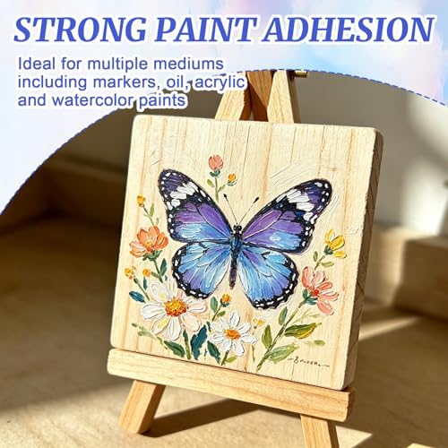 ESRICH 6 Pack Wood Panels with 4"x4", 5"x5", 6"x6", Square Craft Wood Canvas Boards, Blank Unfinished Wooden Art Board for DIY Art Creations Such as Painting, Acrylic Pouring, Resin, Burning, Collage