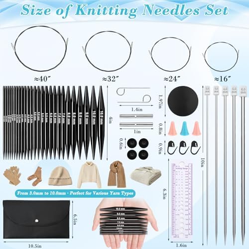 13 Pairs Interchangeable Knitting Needles Set with 4 Flexible Cables