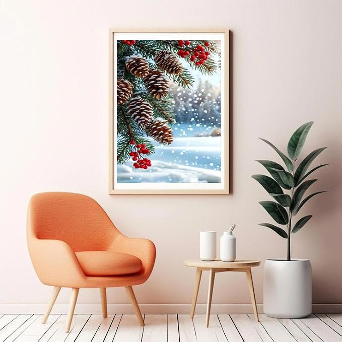 GQYCZZ Christmas Holly Fruit Diamond Art Kits for Adults/Beginners 12x16in