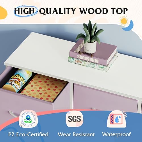 WLIVE Tall Dresser for Bedroom, 9 Drawer Chest of Drawers, Purple | 9 roomy fabric drawers, Tall storage design, Bedroom or closet use, Sturdy steel frame, Smooth wood tabletop