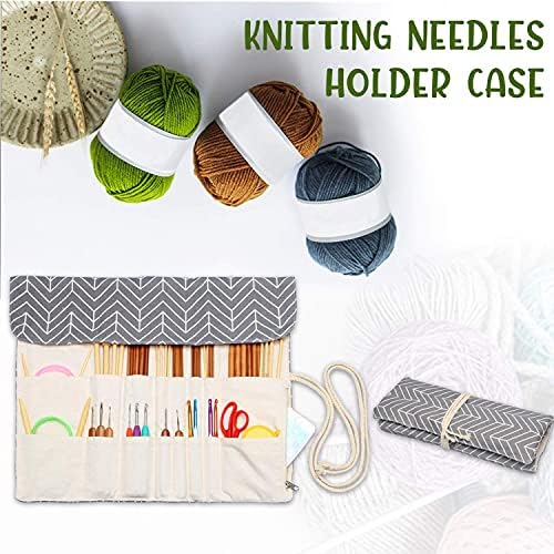 Teamoy Knitting Needle Crochet Hook Case Organizer Holder(up to 14"), Gray