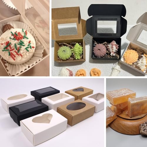 36Pcs White Kraft Soap Boxes with Window & 40pcs Shrink Bags, 3.54 x 2.36 x 1.18 Inch, Perfect for Homemade Soap & Gifts