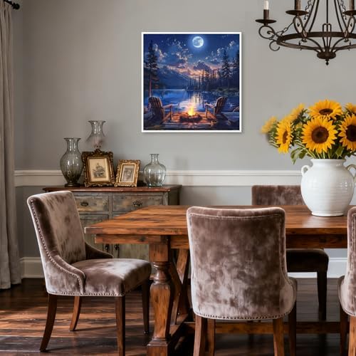 KYOQFVN Diamond Painting Kits for Adults, Moon Diamond Art Painting Kits for Adults Beginners, 5D DIY Full Drill Dots Gem Art and Crafts for Home Wall Decor 14x14inch