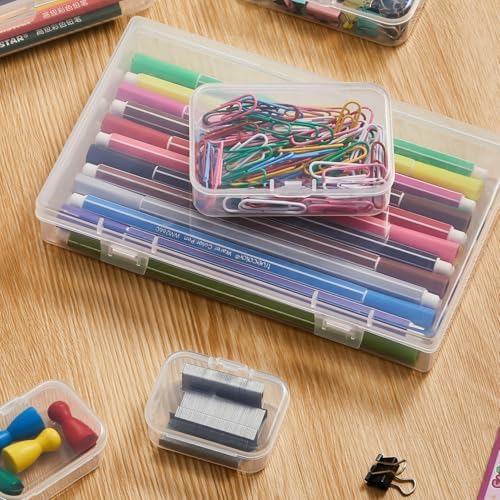 24 Pieces Mixed Sizes Rectangular Empty Mini Clear Plastic Organizer Box