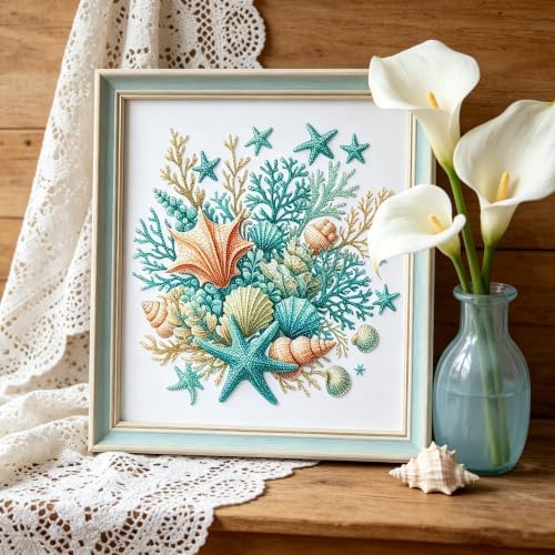 Diamond Painting Kits for Adults,Sea Shells Diamond Art 13.7X13.7 inch