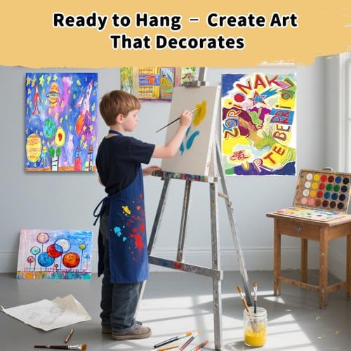 10-Pack 11x14 Stretched Canvas 100% Cotton Triple Primed for Acrylic & Oil | 100% cotton with natural husk, 5/8” Deep Frame, acid-free, No Bleed-Through,Warp-Resistant for acrylic, oil & gouache