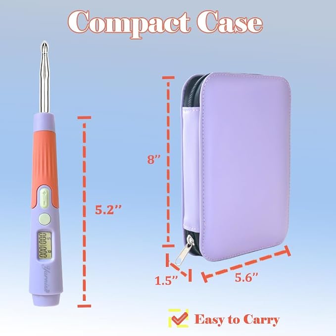 Yarniss 18 Size Digital Counting & Lighted Crochet Hooks Set 2.0mm-14.0mm