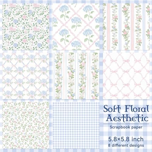 16 Sheets 5.8x5.8Inches Vintage Flora Scrapbook Cardstock Paper