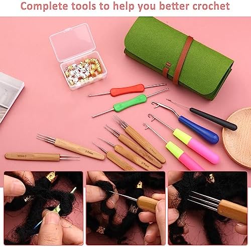 QMNNMA Crochet Needle for Loc, 48 Pcs Dreadlock Crochet Hook for Hair