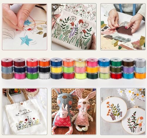 36 Assorted Colors Prewound Bobbin Thread Set with Storage Case