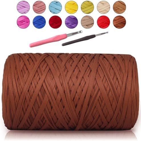 MESTOON 1000g T-Shirt Yarn Soft Elastic Crochet Brown