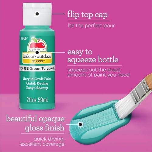 Apple Barrel Gloss Acrylic Craft Paint and Brush Kit, Set of 36