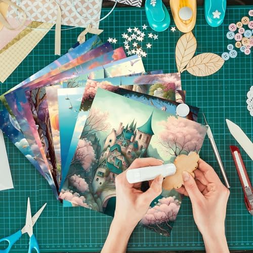 Scrapbook Paper, 24 Sheets 6"×6" 160gsm Single-Sided Patterned Cardstock