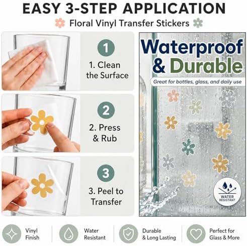 35 x Little Daisies Stickers, Cute Flower Stickers, Laptop Stickers, Water Bottle Stickers, Phone Flower Sticker, Aesthetic Stickers, Vinyl Stickers Daisy Sticker Pack, 2 inches (Multicolor)