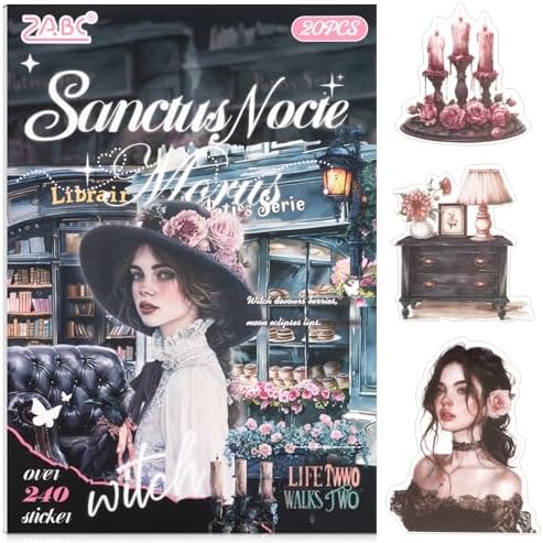 Holy Night BlackBerry Sticker Scrapbooking Supplies for Junk Journal, 20 Sheets PET Stickers - Vintage Journaling Stickers