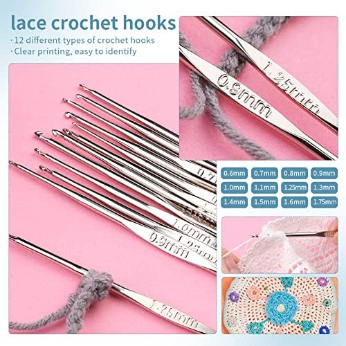 130 Pcs Crochet Starter Kit, Crochet Kit for Beginners with 12 Colors Yarn
