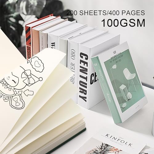 Thick Blank Journal Notebook 400 Pages , A6 Unlined Plain Sketchbook , 100gsm Thick Paper Hardcover Soft Leather Cover, No Lines Drawing Pad Memo Diary Writing Art Notepad ，3.9 × 5.5 Upgrade Page (wine red)