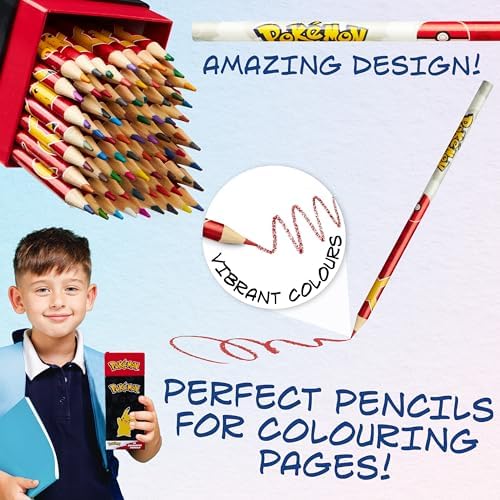 Pokemon Colored Pencils Set 72 Pre Sharpened Drawing Pencils Art Supplies Fun Bulk Stationery for School Home Vacation Gifts for Kids