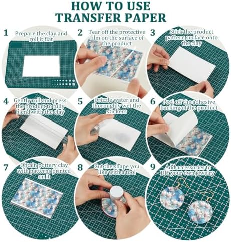 OLYCRAFT 24Pcs Magnolia Clay Transfer Paper 4 Styles Transfer Paper for Polymer Stained Glass Polymer Clay Transfer Sheets Flower Transfer Paper for Clay Earrings Jewelry Making