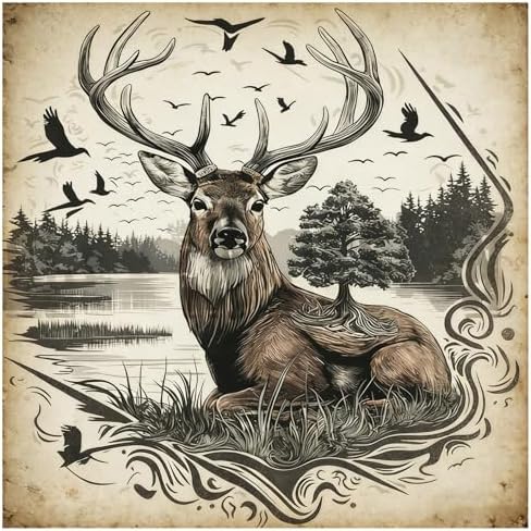 Lophomie Diamond Art Kits for Adults, 5D Deer Diamond Painting Kit 14x14 in