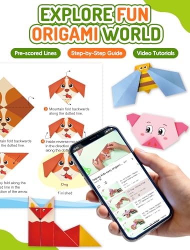 hapray Origami Kit for Kids, 98 Paper with 47 Patterns, Origami Instruction | DIY Art and Craft Projects with 49-page Guide, Beginners Origami Kit for Ages 5+, Classrooms and Family Craft Time